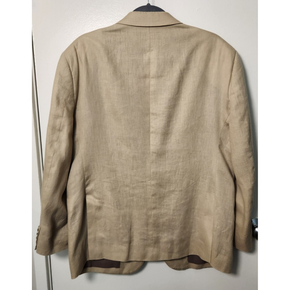 Pronto Uomo Platinum Men 44S 100% Linen Sports Coat Blazer Lined Beige Preppy - Picture 2 of 16